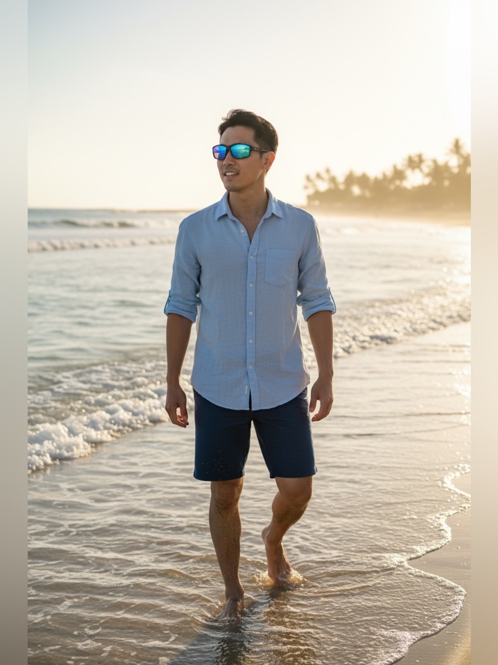 Men’s Polarized Black and Blue Sunglasses NIP